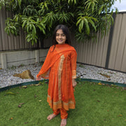 Orange Chiffon Kids Anarkali Dress – Angrakha Style 13