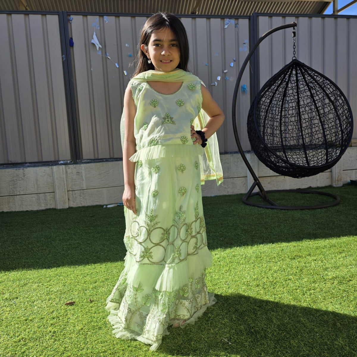 Paste Organza Kids Lehenga – Ethnic Elegance