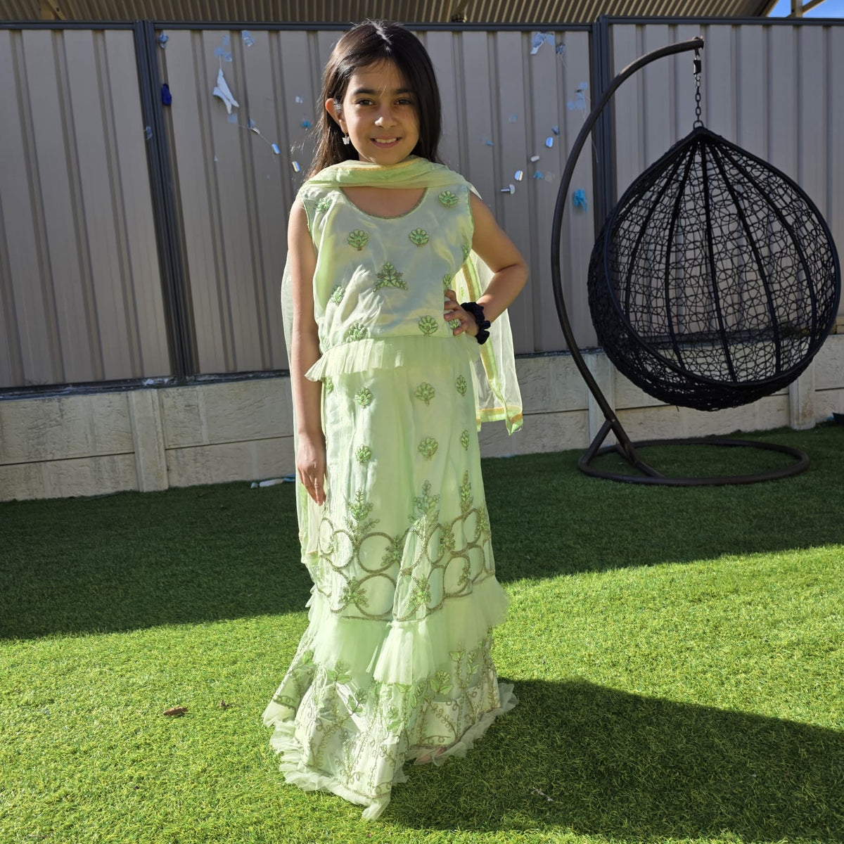 Paste Organza Kids Lehenga – Ethnic Elegance