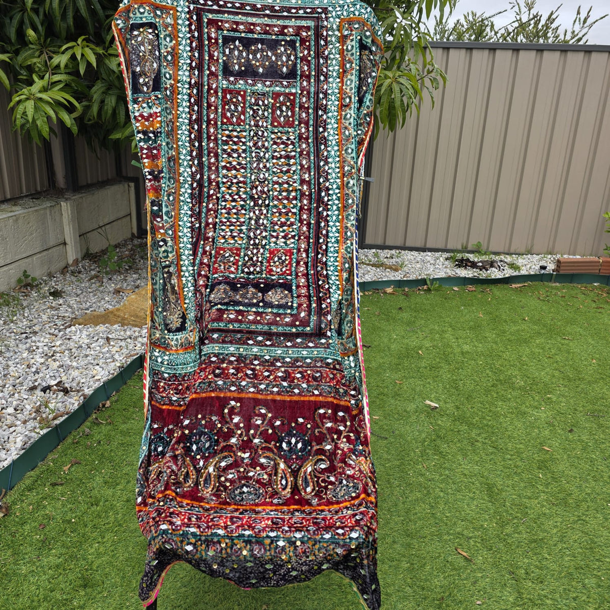 Velvet Winter Shawl with Mirror & Sequence Work – Ladies Shawl