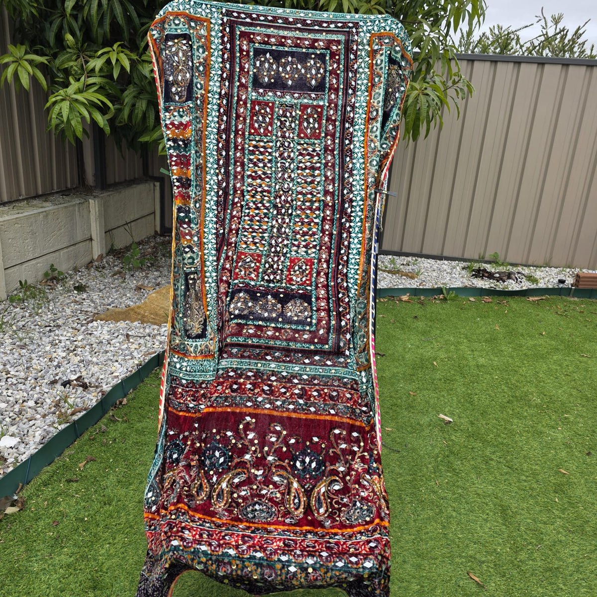 Velvet Winter Shawl with Mirror & Sequence Work – Ladies Shawl