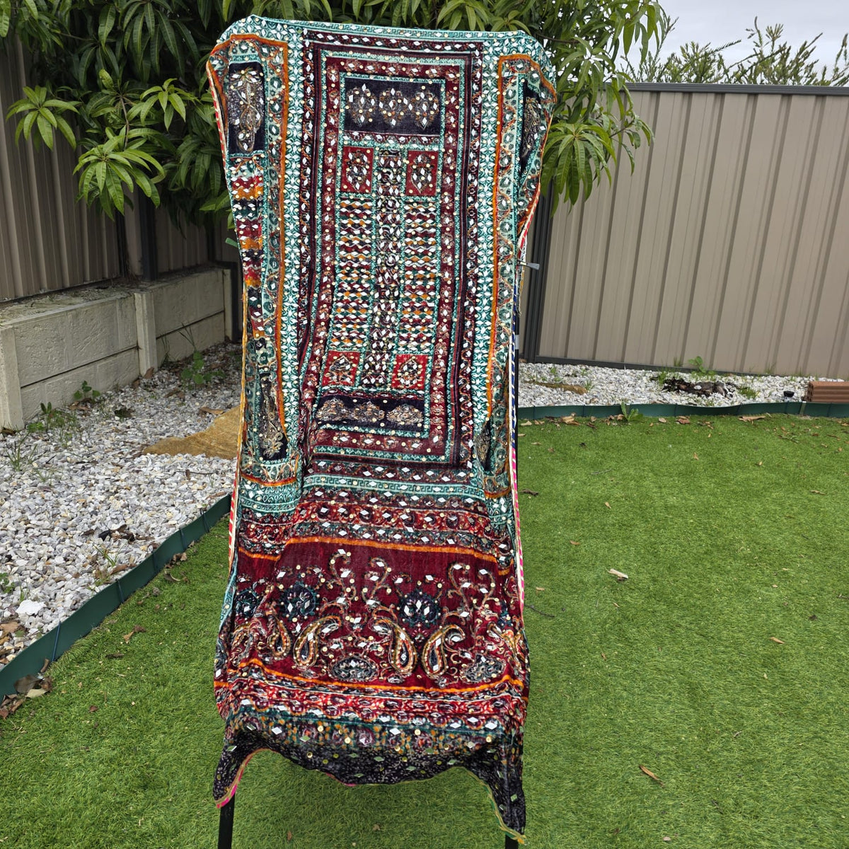 Velvet Winter Shawl with Mirror & Sequence Work – Ladies Shawl