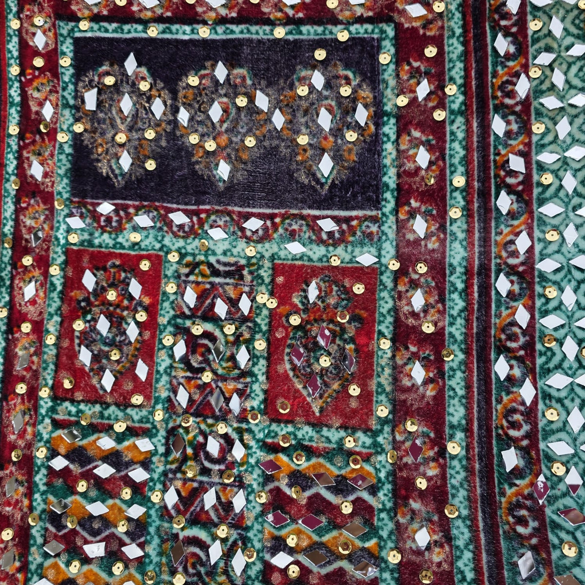 Velvet Winter Shawl with Mirror & Sequence Work – Ladies Shawl