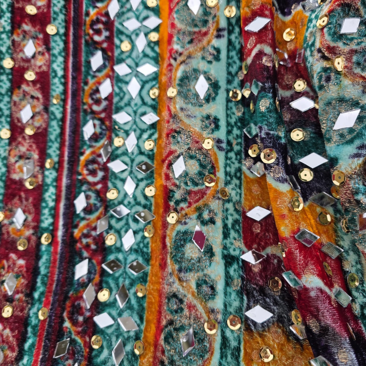 Velvet Winter Shawl with Mirror & Sequence Work – Ladies Shawl