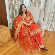 Pakistani Orange Organza Sharara 2