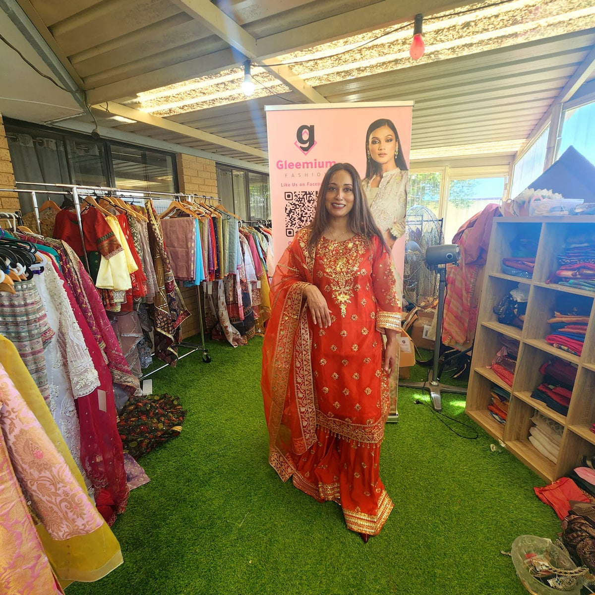 Pakistani Orange Organza Sharara