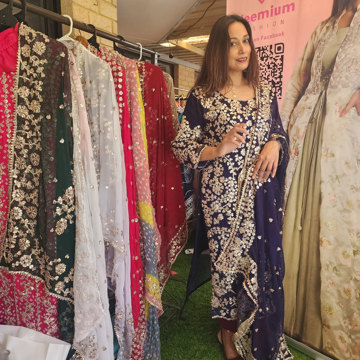 Pakistani Chiffon Fabric Gota Patti Salwar Kameez Set