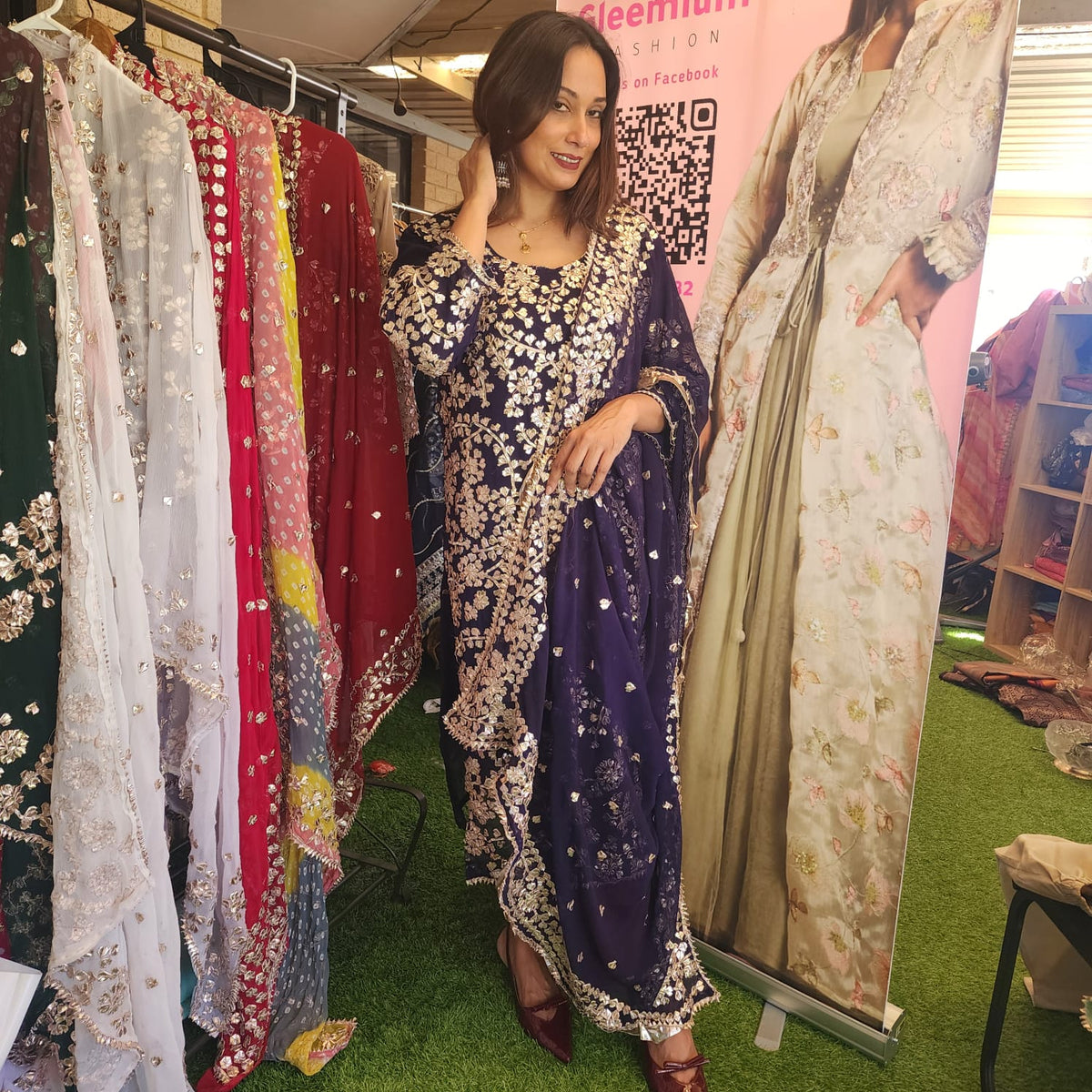 Pakistani Chiffon Fabric Gota Patti Salwar Kameez Set