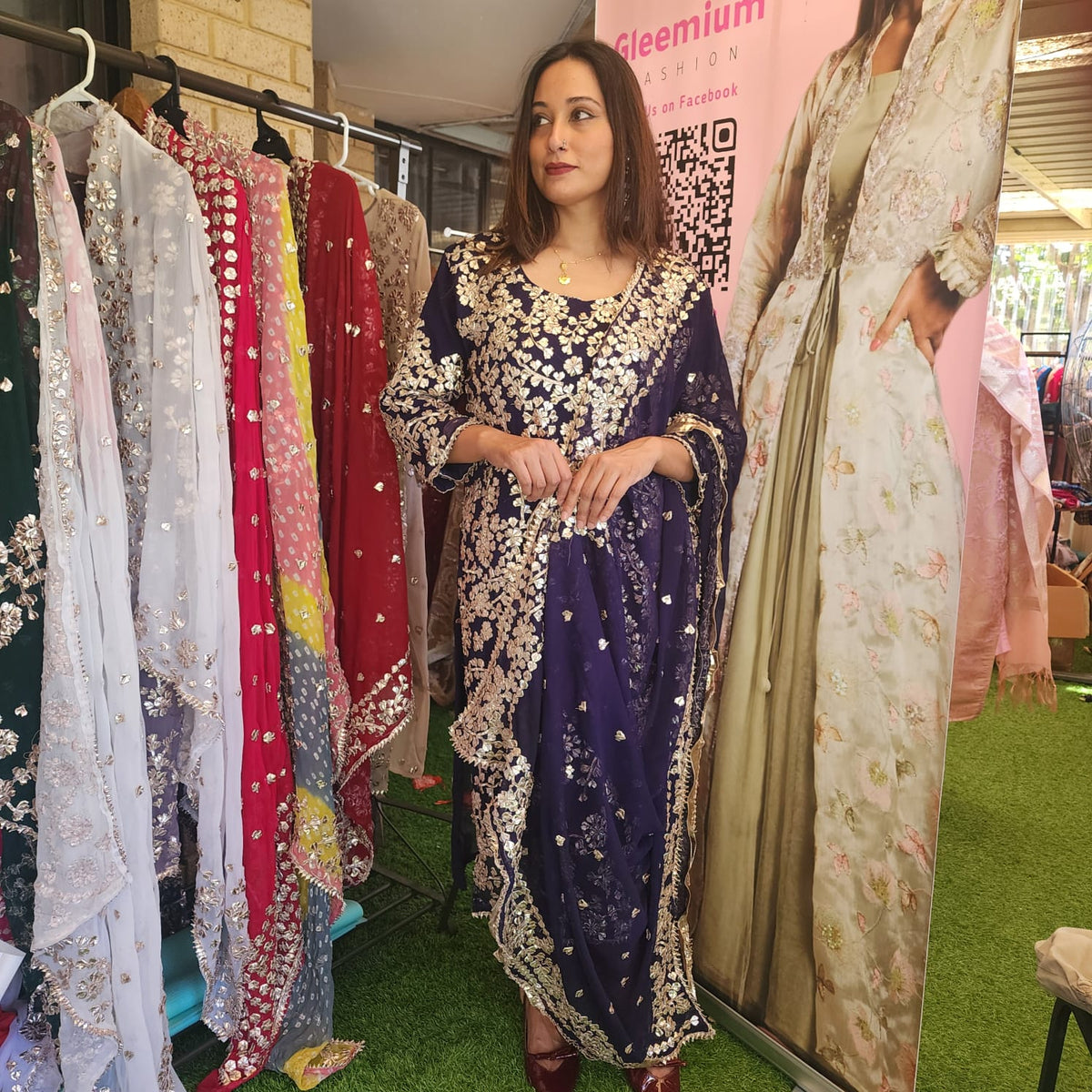 Pakistani Chiffon Fabric Gota Patti Salwar Kameez Set