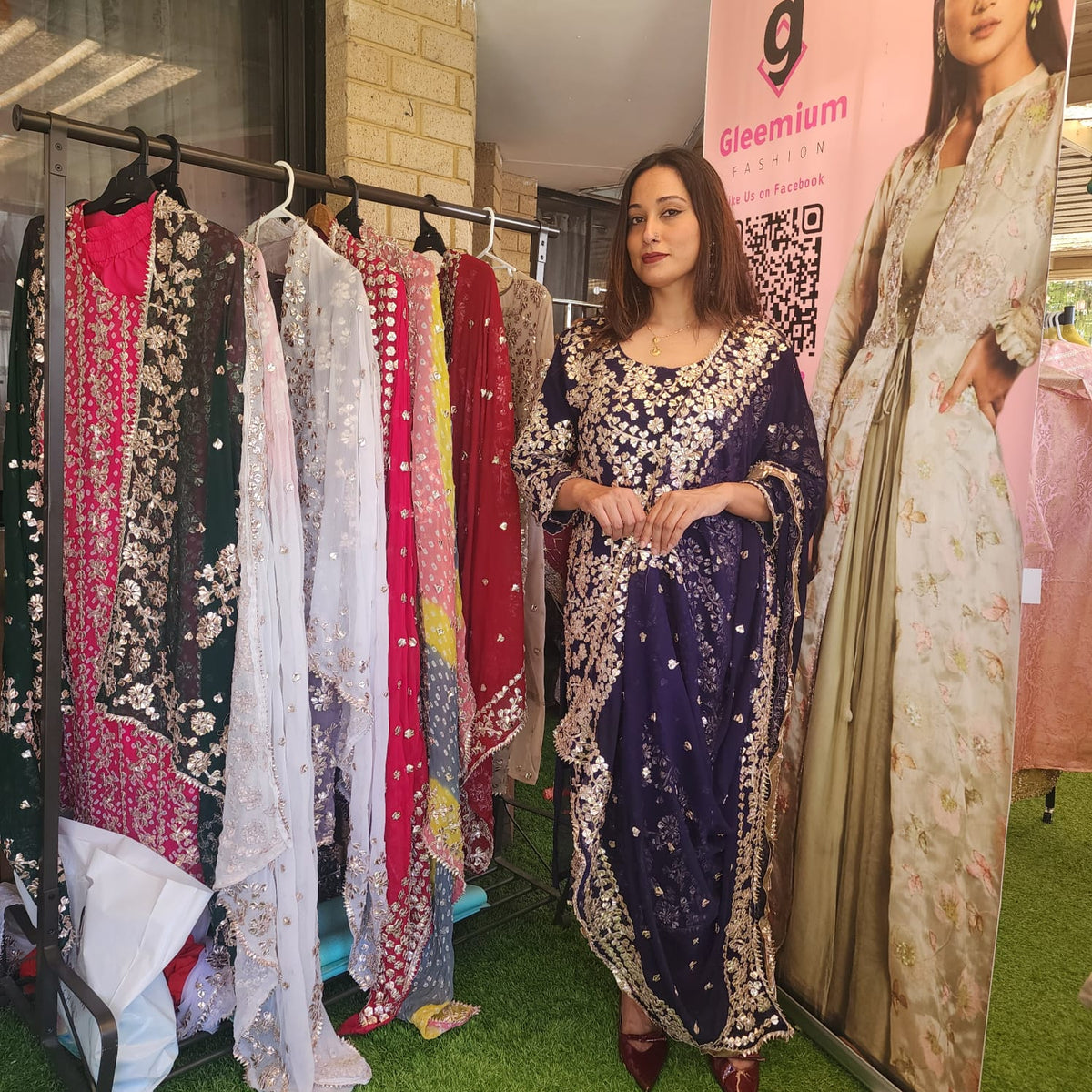 Pakistani Chiffon Fabric Gota Patti Salwar Kameez Set