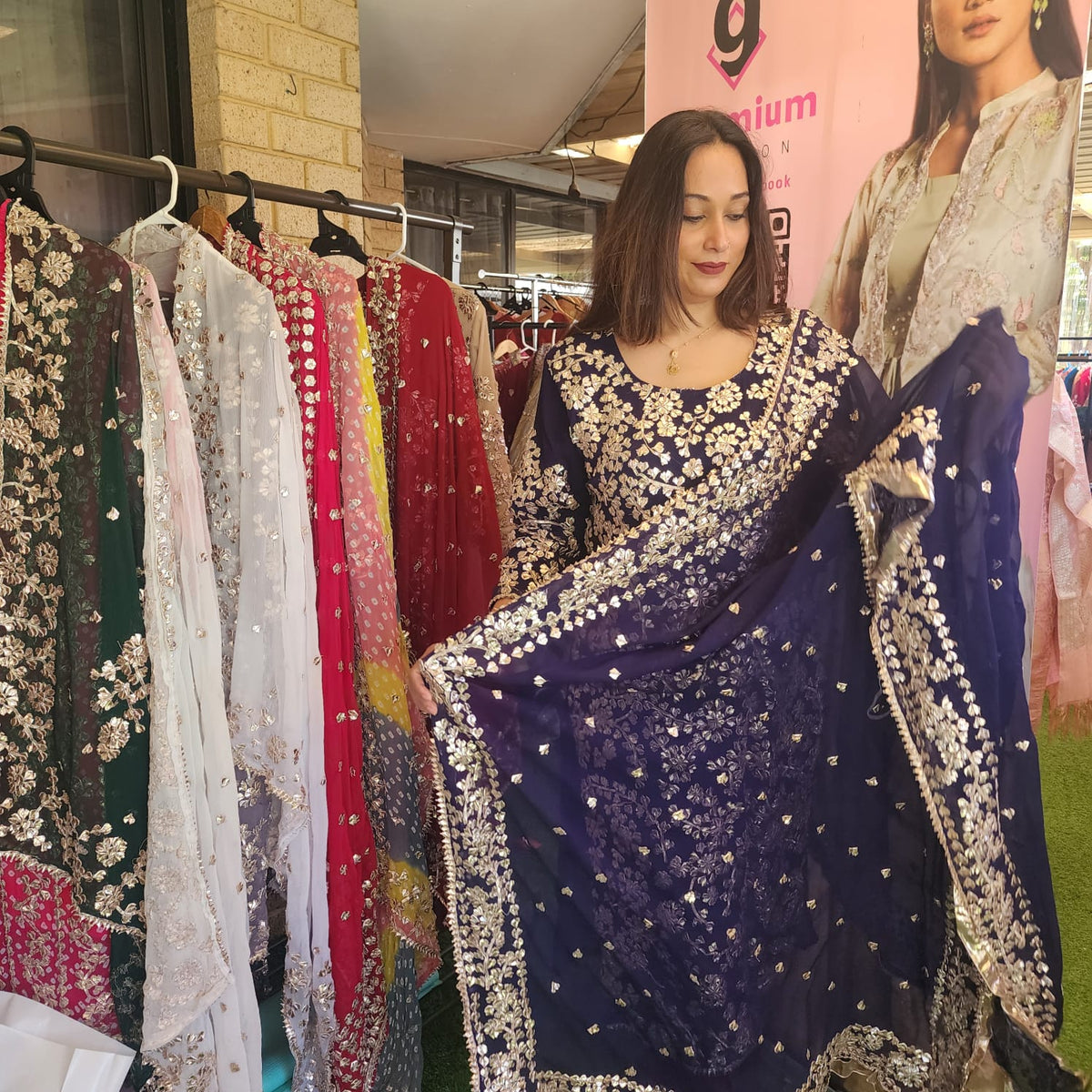 Pakistani Chiffon Fabric Gota Patti Salwar Kameez Set