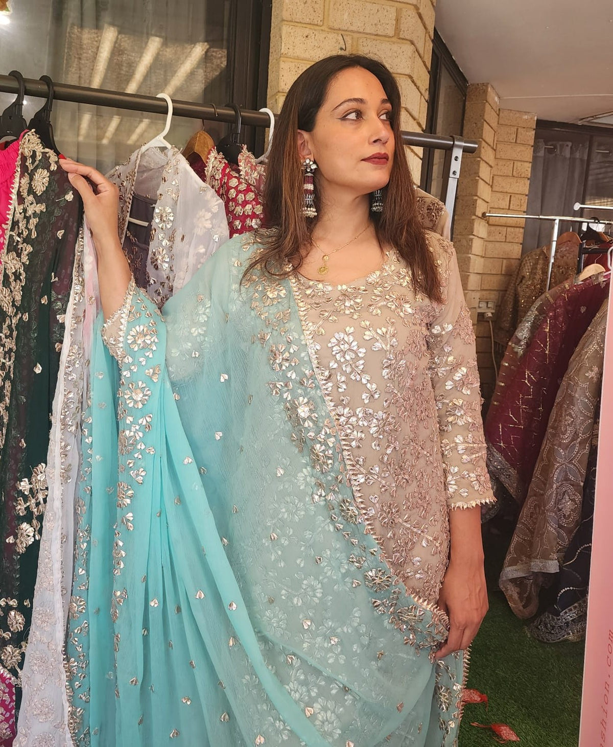 Royal Gota Patti Pakistani Shalwar Kameez – Chiffon Elegance for Women