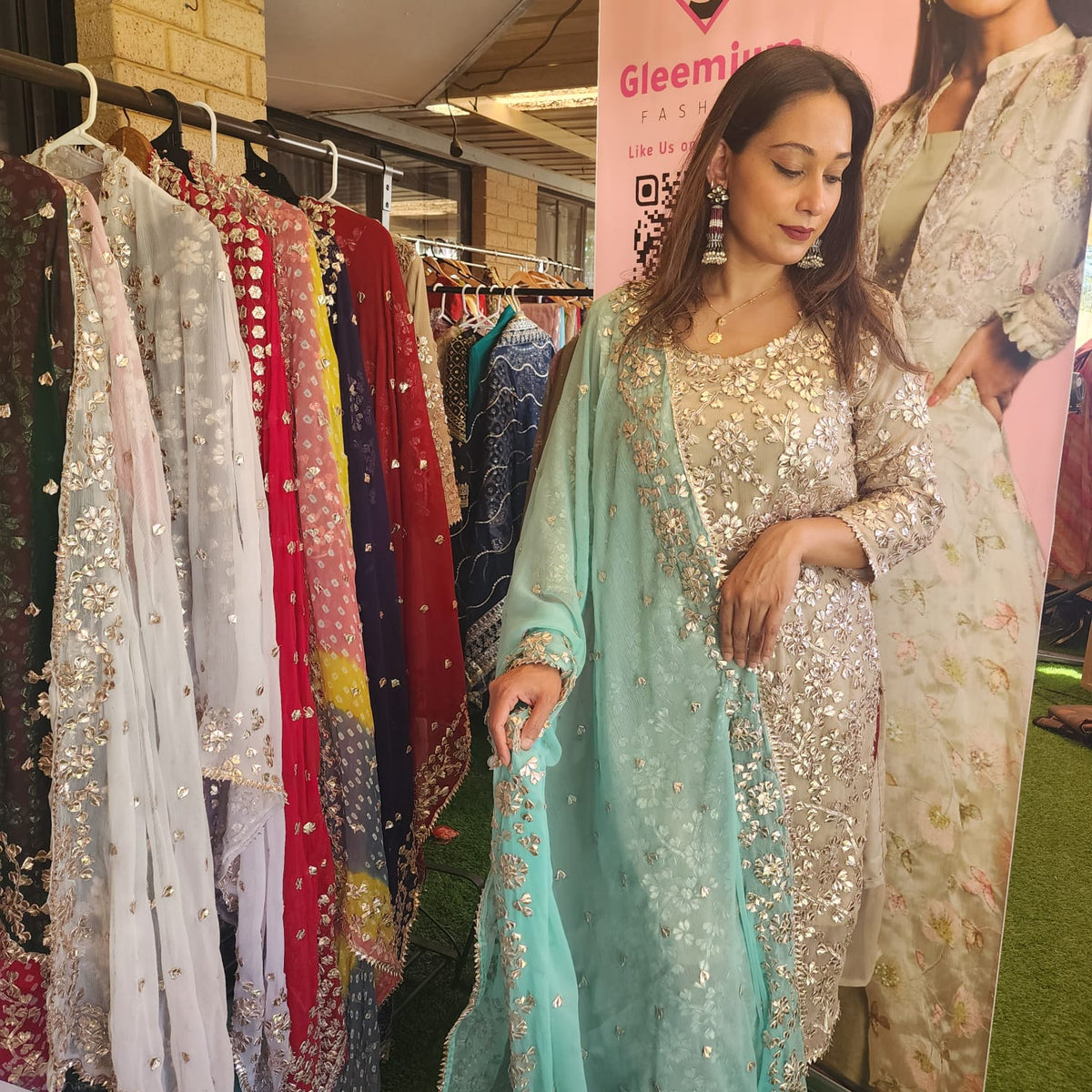 Royal Gota Patti Pakistani Shalwar Kameez – Chiffon Elegance for Women