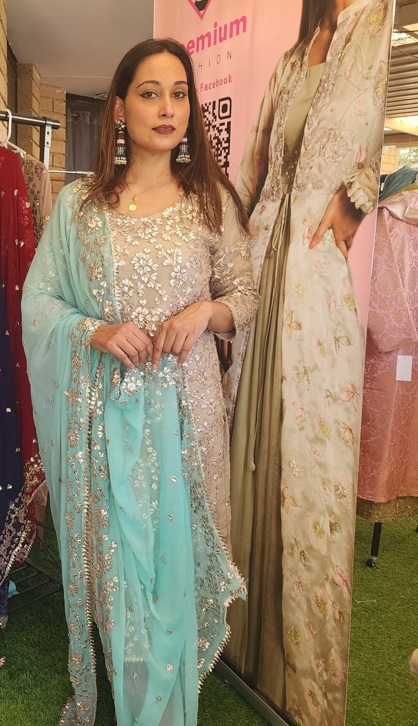 Royal Gota Patti Pakistani Shalwar Kameez – Chiffon Elegance for Women