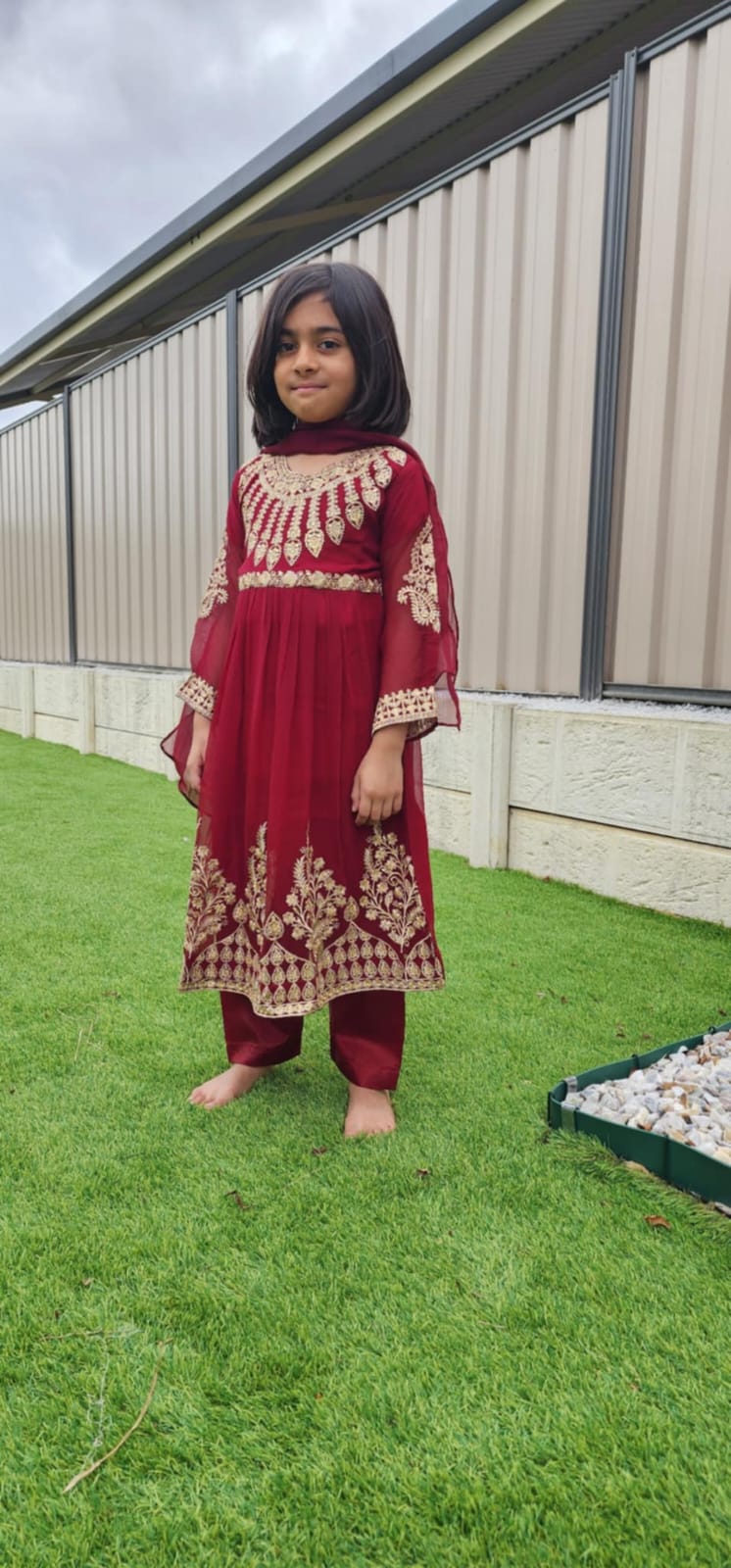 Red Chiffon Anarkali Dress for Kids – Festive Wear