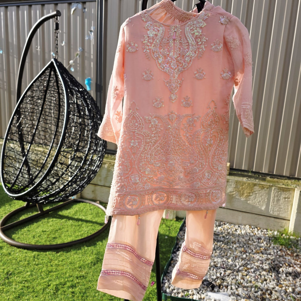 Baby Pink Chiffon Kids Salwar Suit – Soft & Stylish