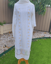 White Lucknow Handloom Salwar Suit – Thread & Mukesh Work 6