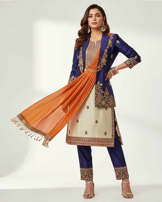 A women wear a Indo-western suit