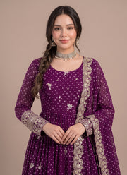 Diwali Bandhani Print Anarkali Gown – Sequin Embroidered Gown with Pant & Dupatta 8