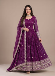 Diwali Bandhani Print Anarkali Gown – Sequin Embroidered Gown with Pant & Dupatta 5