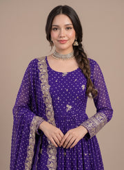 Diwali Bandhani Print Anarkali Gown – Sequin Embroidered Gown with Pant & Dupatta 4