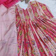 Diwali Chinon Anarkali Gown with Dupatta – Mirror & Golden Thread Work, 5 Metre Flare 5