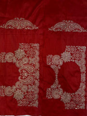 Diwali Champagne Gold Red Border Saree – Zipsy Silk with Paisley Sequin Embroidery & Red Embroidered Blouse 8
