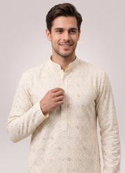 Diwali Chikankari Kurta Pajama for Men – Rayon Chikan Schiffli Kurta with Cotton Pyjama in 6 Colours 12