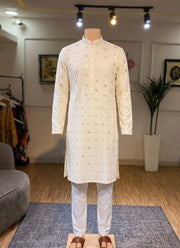 Diwali Chikankari Kurta Pajama for Men – Rayon Chikan Schiffli Kurta with Cotton Pyjama in 6 Colours 11