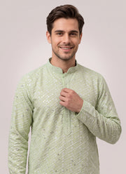 Diwali Chikankari Kurta Pajama for Men – Rayon Chikan Schiffli Kurta with Cotton Pyjama in 6 Colours 9