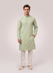 Diwali Chikankari Kurta Pajama for Men – Rayon Chikan Schiffli Kurta with Cotton Pyjama in 6 Colours 7
