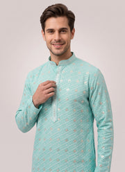 Diwali Chikankari Kurta Pajama for Men – Rayon Chikan Schiffli Kurta with Cotton Pyjama in 6 Colours 15