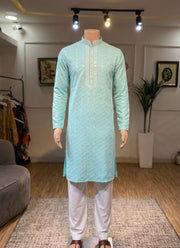 Diwali Chikankari Kurta Pajama for Men – Rayon Chikan Schiffli Kurta with Cotton Pyjama in 6 Colours 14