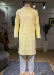 Diwali Chikankari Kurta Pajama for Men – Rayon Chikan Schiffli Kurta with Cotton Pyjama in 6 Colours 2