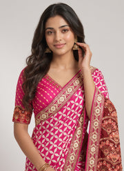 Diwali Chinon Silk Saree – Star Print Saree with Mirror Work, Embroidered Peacock Pallu & Lace Border in 3 Colours 6