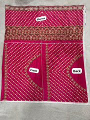 Diwali Chinon Silk Saree – Star Print Saree with Mirror Work, Embroidered Peacock Pallu & Lace Border in 3 Colours 17