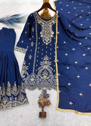 Diwali Chinon Silk Sharara Suit – Pearl & Sequin Embroidered Kurti with Lace Dupatta 2