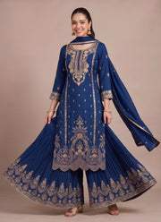 Diwali Chinon Silk Sharara Suit – Pearl & Sequin Embroidered Kurti with Lace Dupatta 3