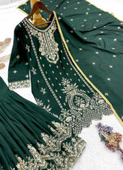 Diwali Chinon Silk Sharara Suit – Pearl & Sequin Embroidered Kurti with Lace Dupatta 6
