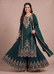 Diwali Chinon Silk Sharara Suit – Pearl & Sequin Embroidered Kurti with Lace Dupatta 7