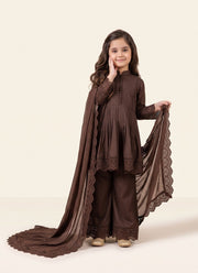 Peplum Sharara Set for Girls – Roman Silk with Cutwork Lace Dupatta 7