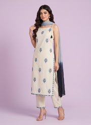 Diwali Pure Cotton Kurti Pant Set – Sleeveless Embroidered Kurti with Ombre Dupatta 1