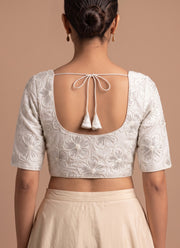 Diwali Crush Silk Embroidered Blouse – Bead & Sequin Flower Work Readymade Padded Blouse 18