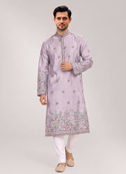 Diwali Elephant Embroidery Kurta Pajama for Men – Pure Silk Kurta with Bird & Tree Hem and Cotton Pyjama 9