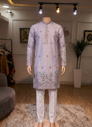 Diwali Elephant Embroidery Kurta Pajama for Men – Pure Silk Kurta with Bird & Tree Hem and Cotton Pyjama 10