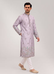 Diwali Elephant Embroidery Kurta Pajama for Men – Pure Silk Kurta with Bird & Tree Hem and Cotton Pyjama 11
