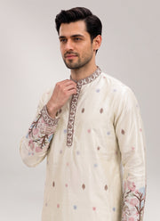 Diwali Elephant Embroidery Kurta Pajama for Men – Pure Silk Kurta with Bird & Tree Hem and Cotton Pyjama 8