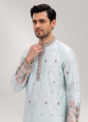 Diwali Elephant Embroidery Kurta Pajama for Men – Pure Silk Kurta with Bird & Tree Hem and Cotton Pyjama 4