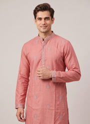 Diwali Embroidered Cotton Kurta for Men – Palace Skyline Hem Embroidery with Optional White Pyjama 11