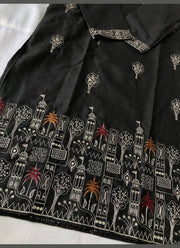 Diwali Embroidered Cotton Kurta for Men – Palace Skyline Hem Embroidery with Optional White Pyjama 15